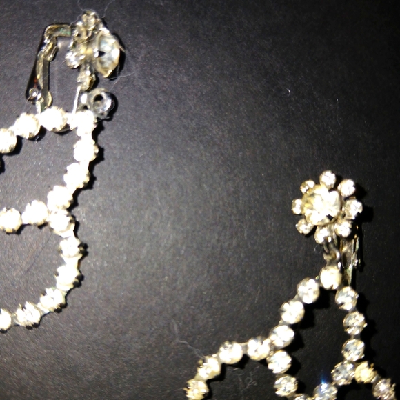 Crystal Rhinestone Clip On Earrings - Picture 3 of 5